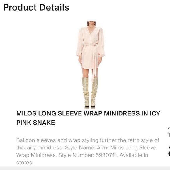 AFRM Milos Long Sleeve Wrap Minidress In Icy Pink Snake || SZ S - Picture 15 of 15